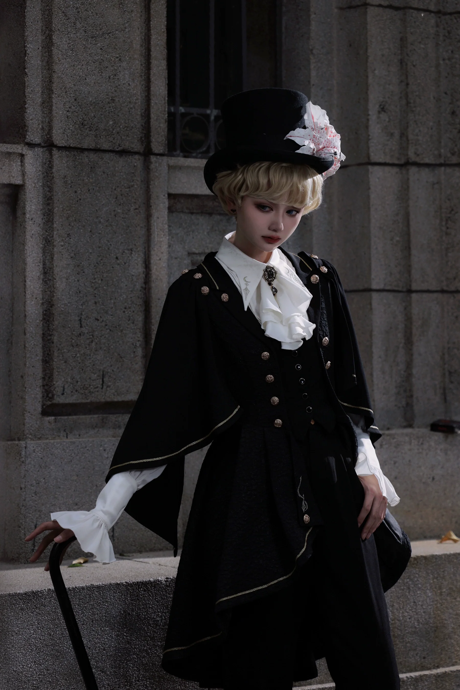 SilentMars - Fallen Moon Rule - Military Lolita Shirt Set Retro Knight Style Blouse - Image 27
