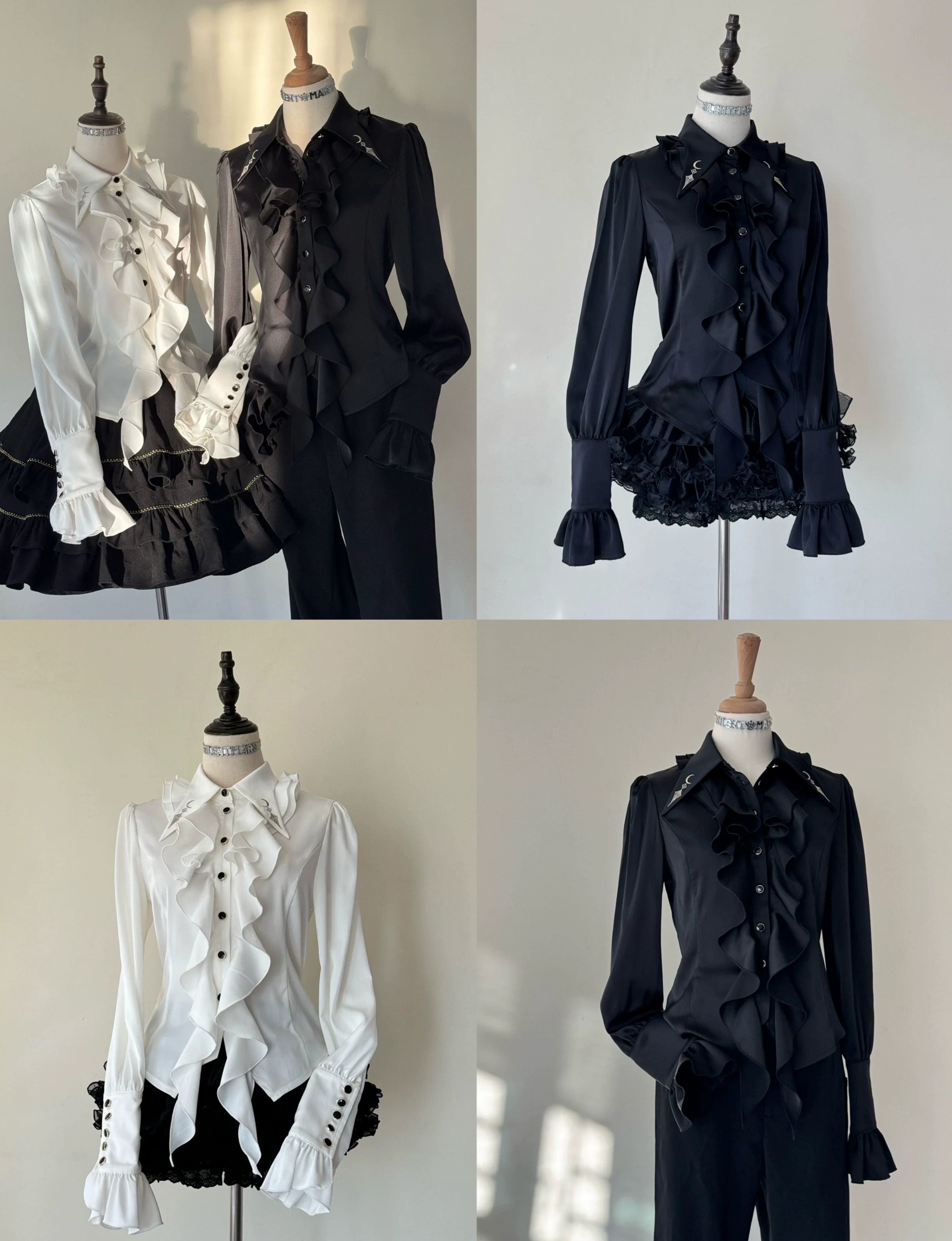 SilentMars - Fallen Moon Rule - Military Lolita Shirt Set Retro Knight Style Blouse - Image 40