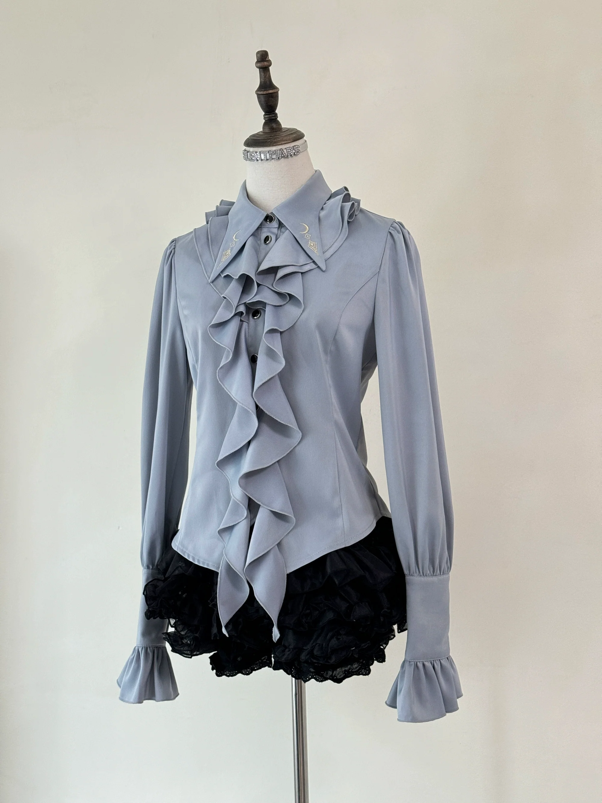 SilentMars - Fallen Moon Rule - Military Lolita Shirt Set Retro Knight Style Blouse - Image 42
