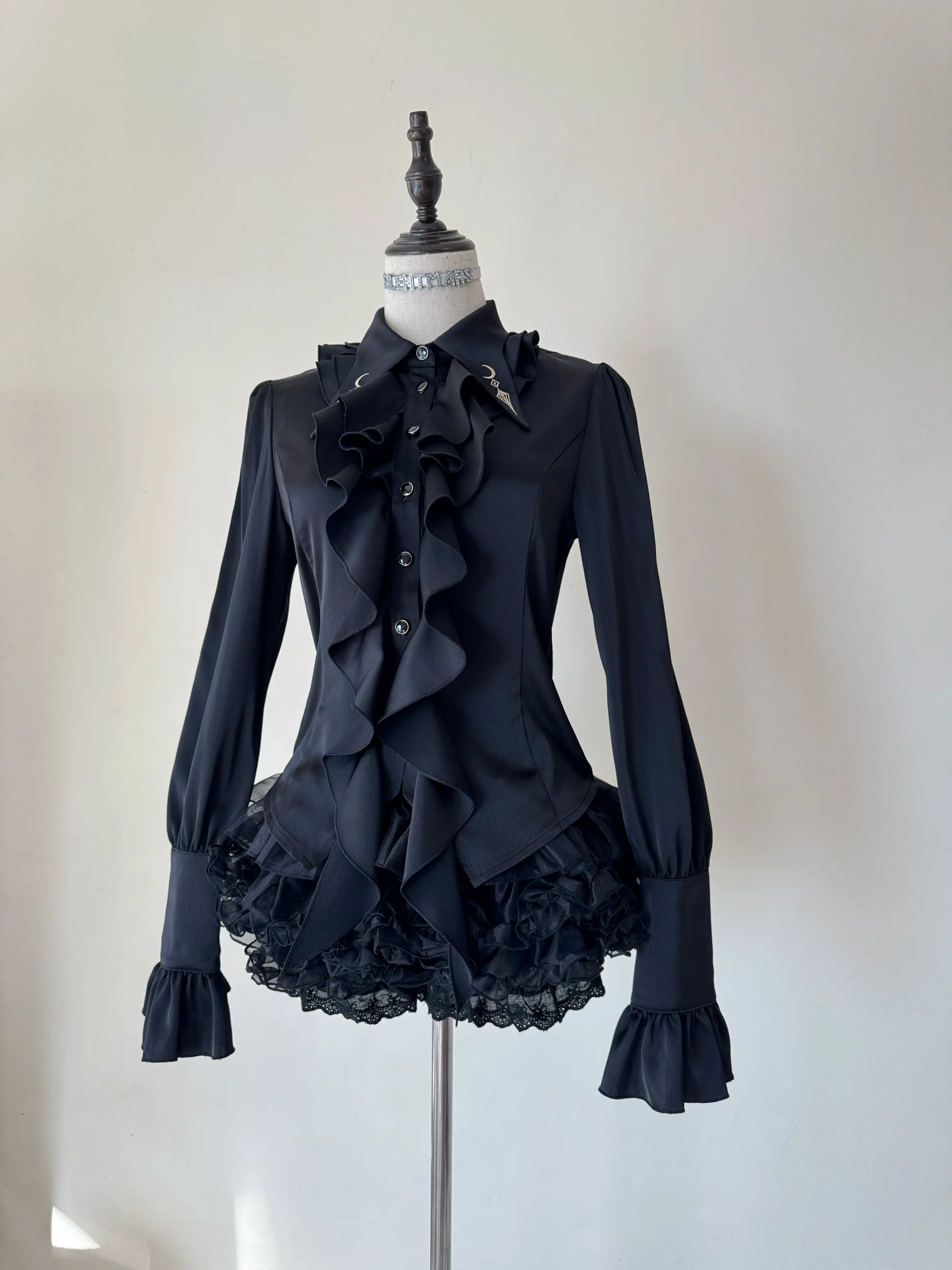 SilentMars - Fallen Moon Rule - Military Lolita Shirt Set Retro Knight Style Blouse - Image 43