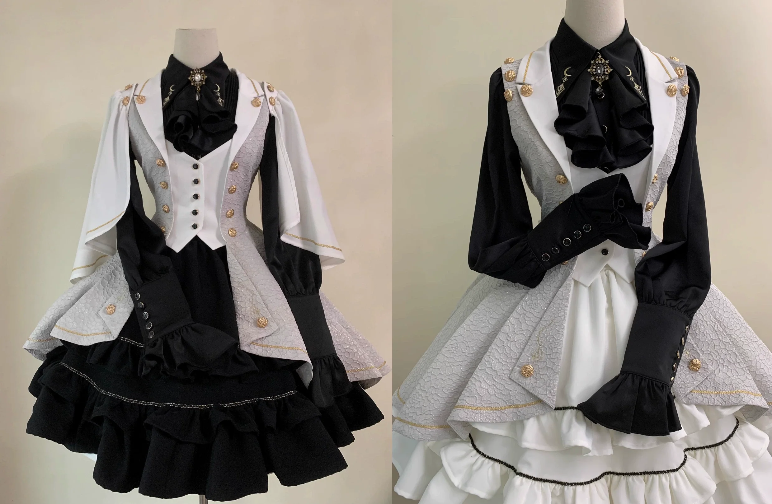 SilentMars - Fallen Moon Rule - Military Lolita Shirt Set Retro Knight Style Blouse - Image 49