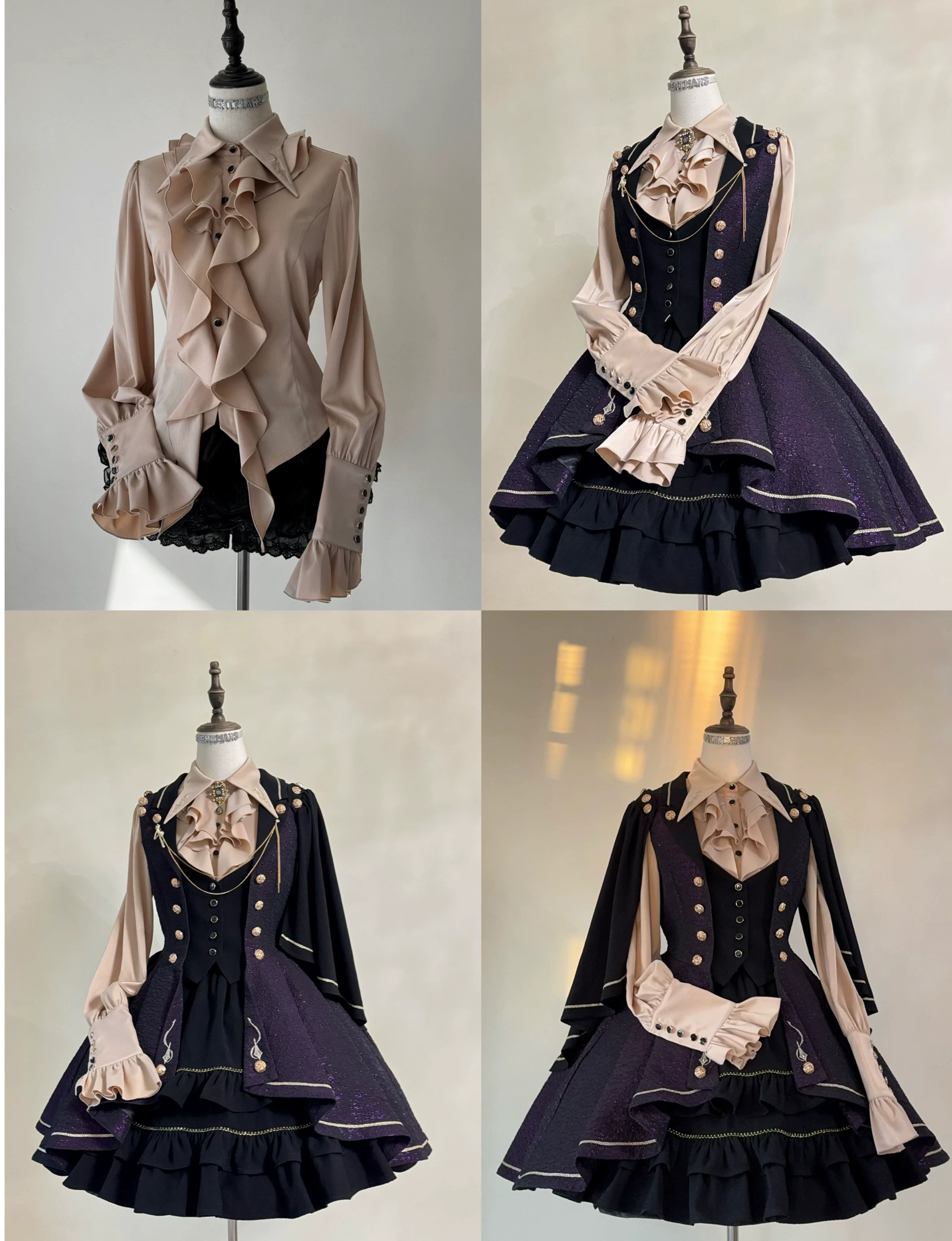 SilentMars - Fallen Moon Rule - Military Lolita Shirt Set Retro Knight Style Blouse - Image 53