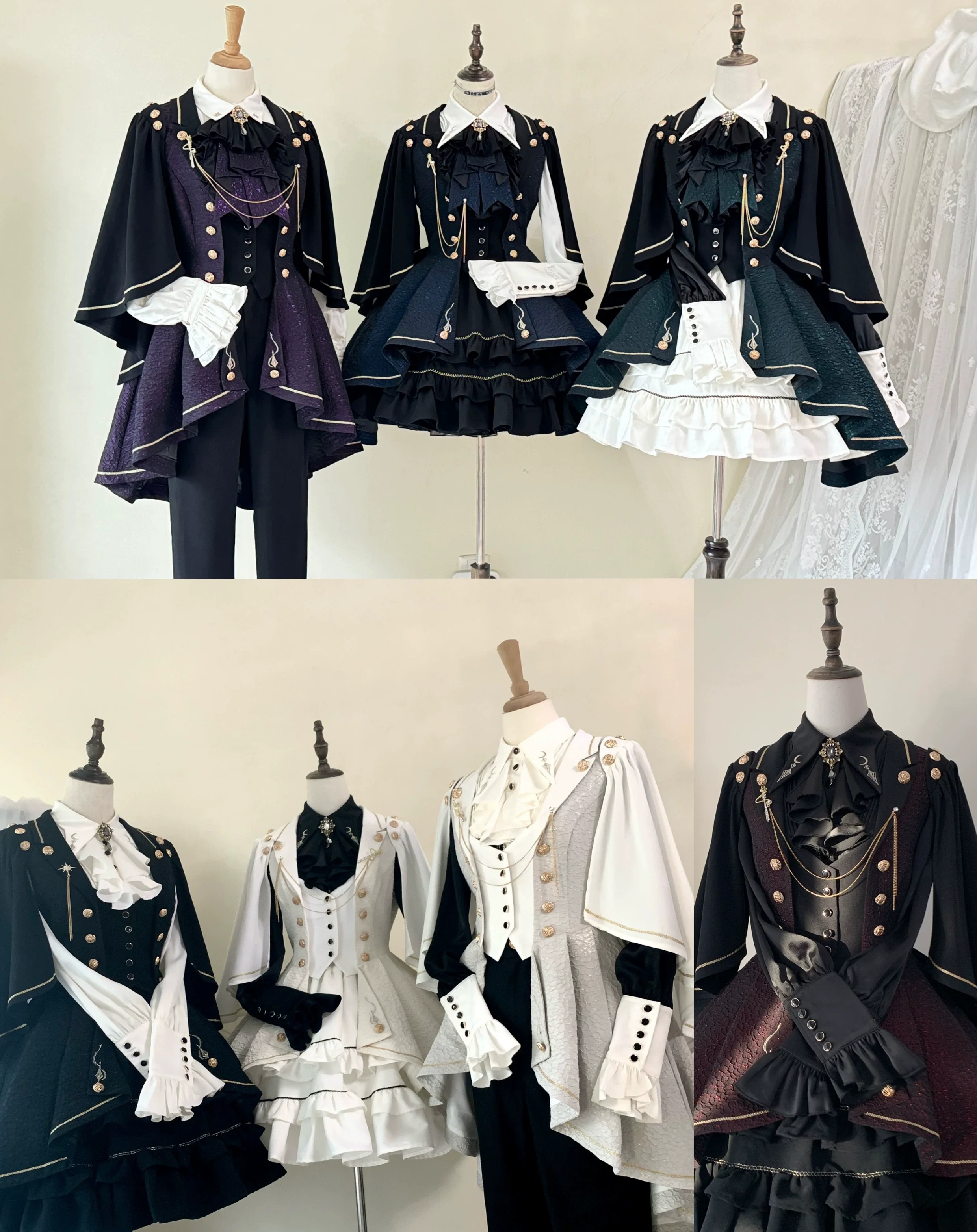 SilentMars - Fallen Moon Rule - Military Lolita Shirt Set Retro Knight Style Blouse - Image 54