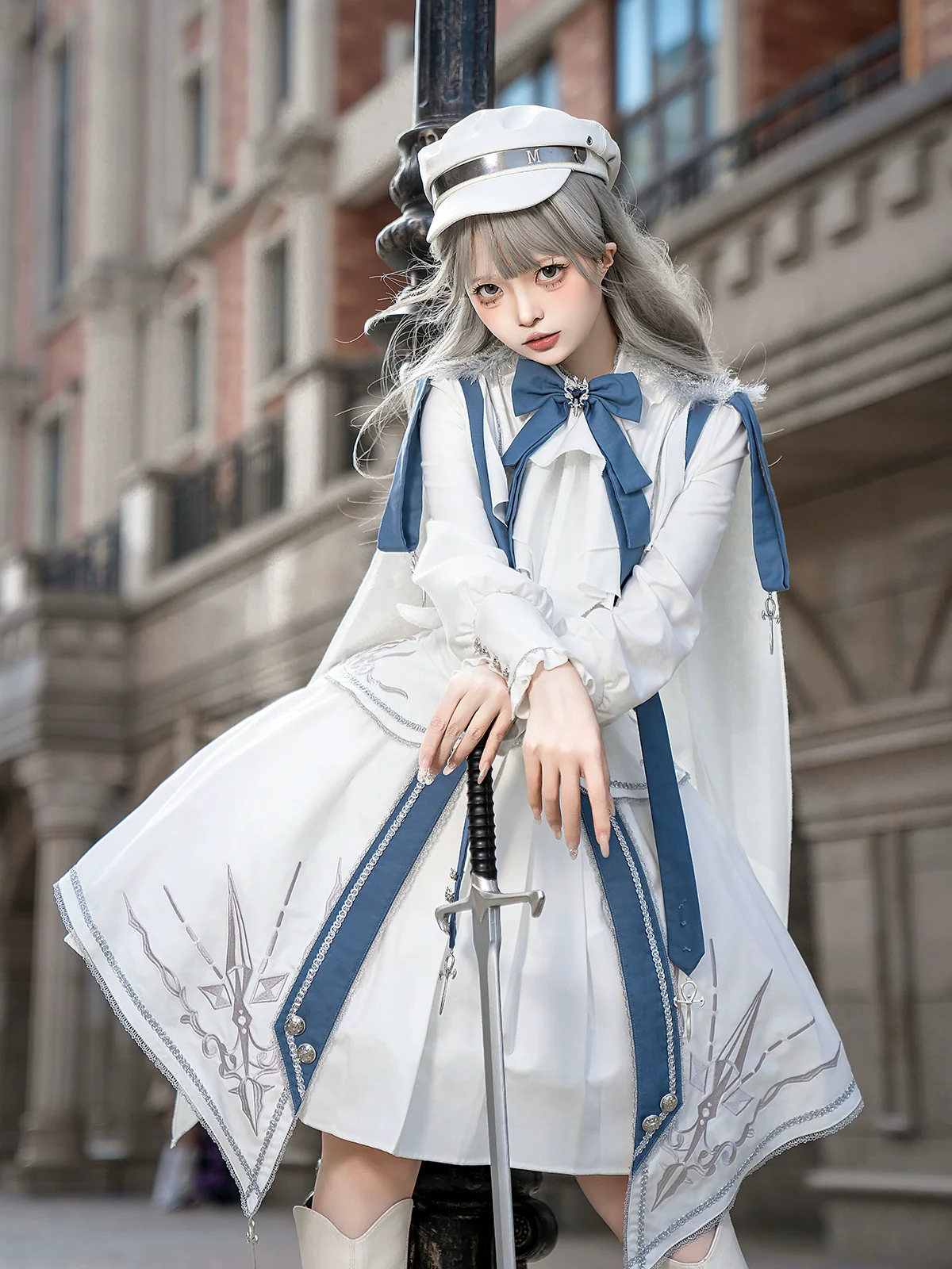 Luminous Cavalier - Military Lolita Skirt Set Long-Sleeved Shirt - Image 2