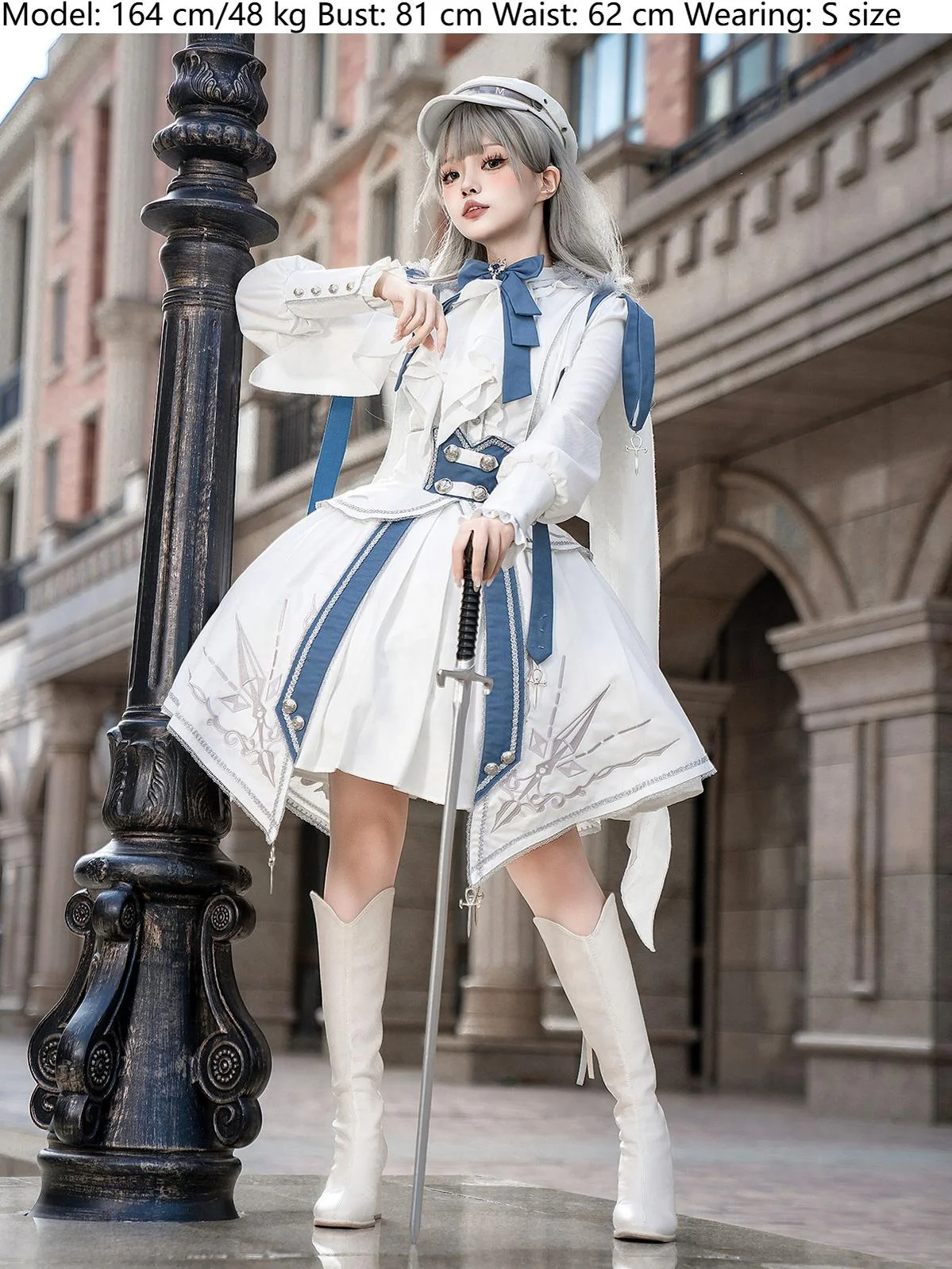 Luminous Cavalier - Military Lolita Skirt Set Long-Sleeved Shirt - Image 3