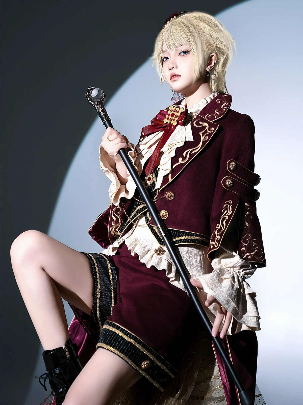 Heir - Military Ouji Lolita Blouse, Coat & Shorts Set - Image 3