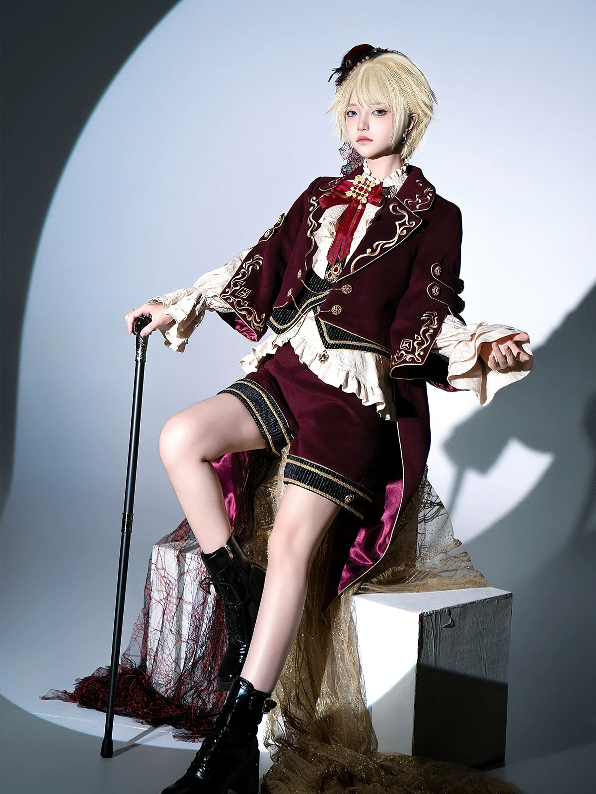 Heir - Military Ouji Lolita Blouse, Coat & Shorts Set - Image 8