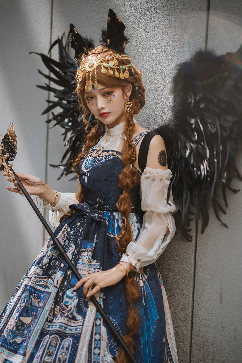 Dusk Bester - Egyptian Lolita Halter Attached Sleeve Blouse - Image 28