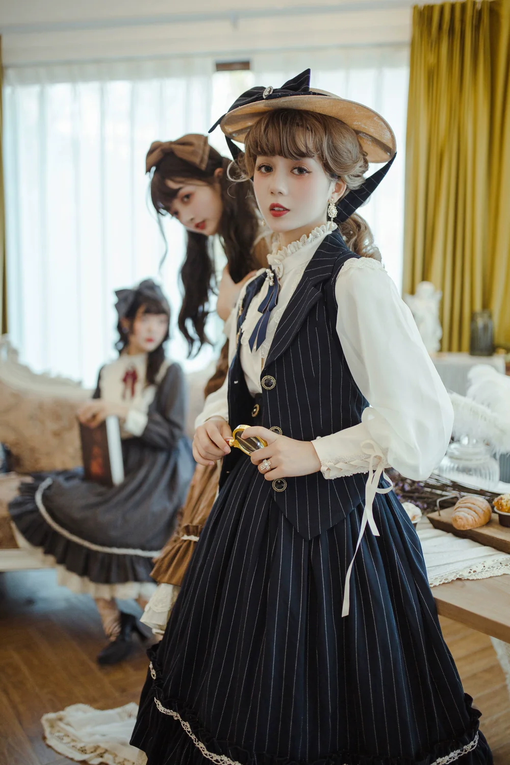 Rose Doll - Elegant Lolita Striped Fishbone Skirt - Image 10