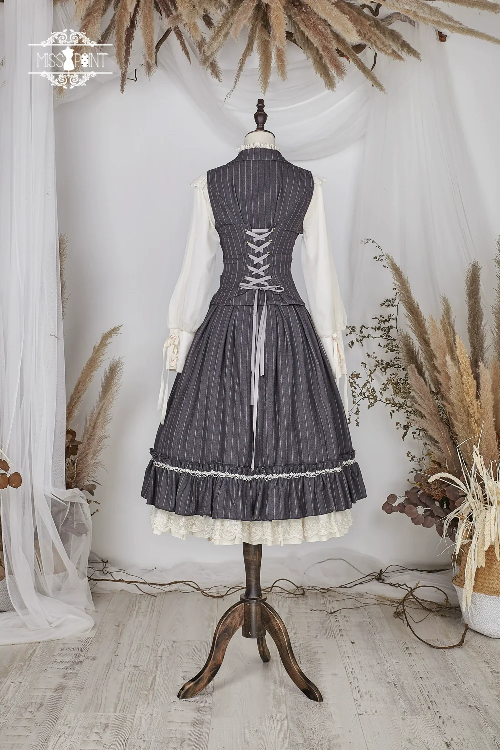 Rose Doll - Elegant Lolita Striped Fishbone Skirt - Image 102