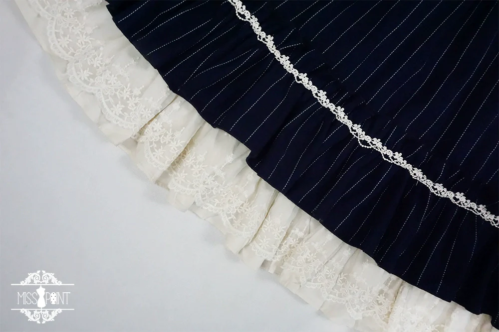 Rose Doll - Elegant Lolita Striped Fishbone Skirt - Image 109