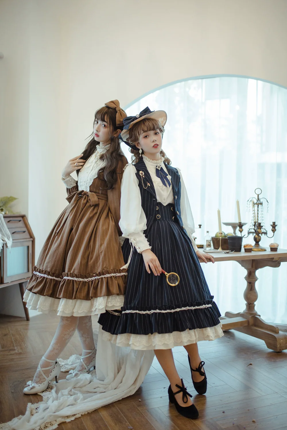 Rose Doll - Elegant Lolita Striped Fishbone Skirt - Image 17