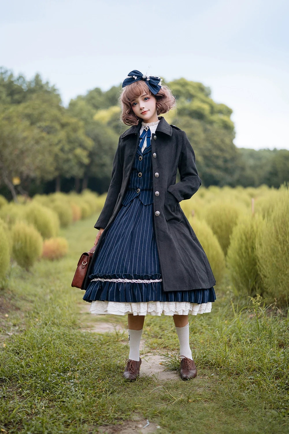 Rose Doll - Elegant Lolita Striped Fishbone Skirt - Image 18