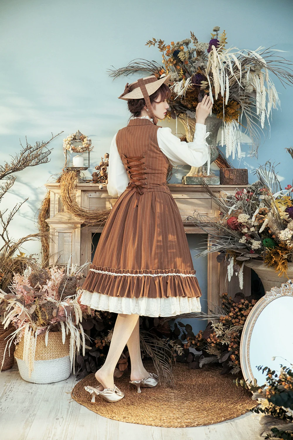 Rose Doll - Elegant Lolita Striped Fishbone Skirt - Image 63