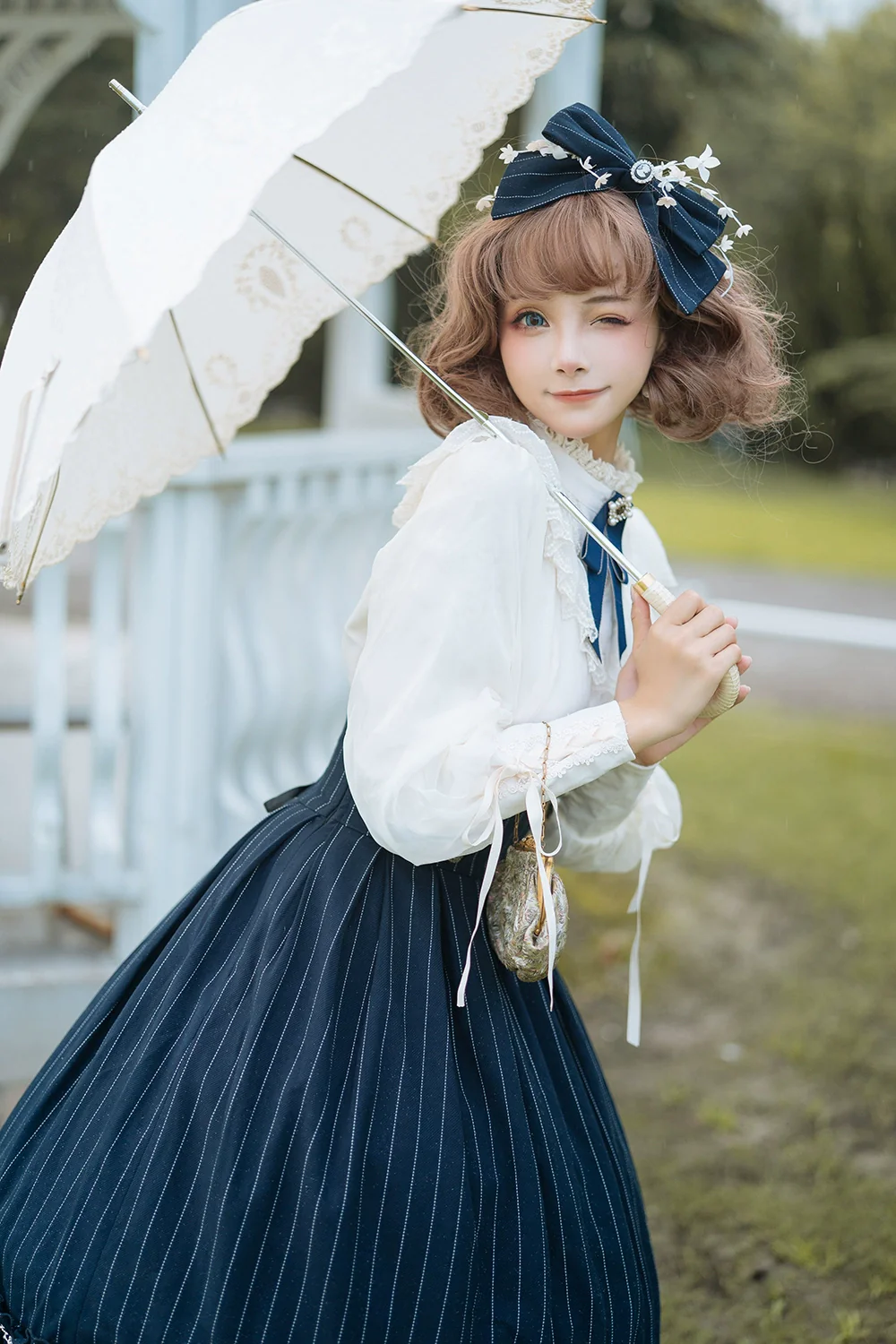 Rose Doll - Elegant Lolita Striped Fishbone Skirt - Image 71