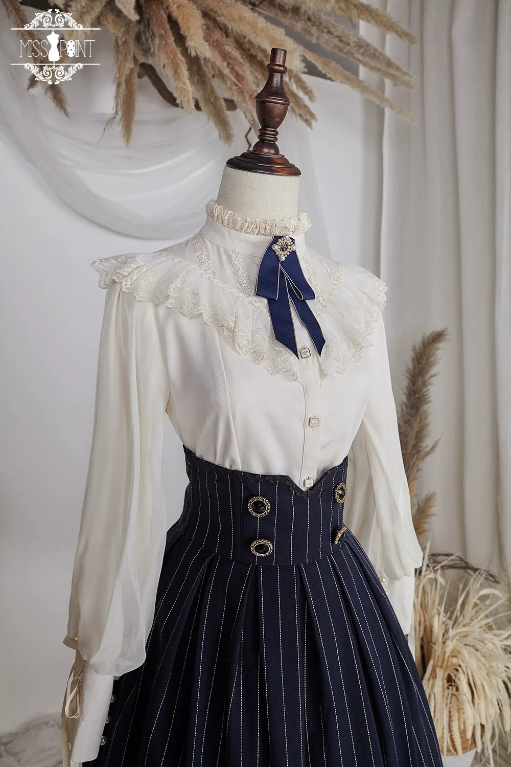 Rose Doll - Elegant Lolita Striped Fishbone Skirt - Image 77