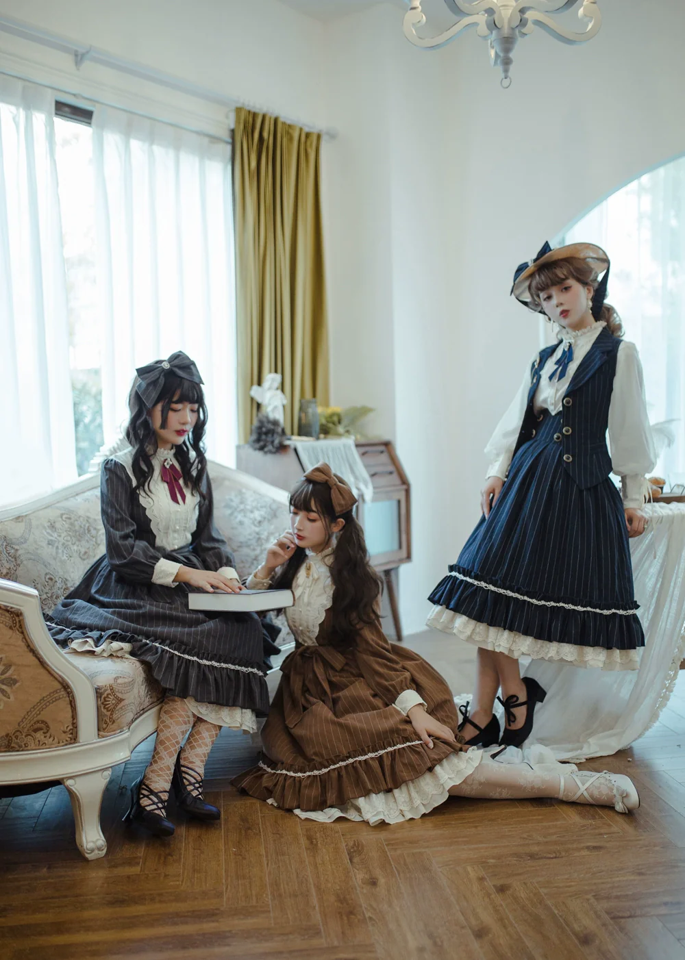 Rose Doll - Elegant Lolita Striped Fishbone Skirt - Image 8