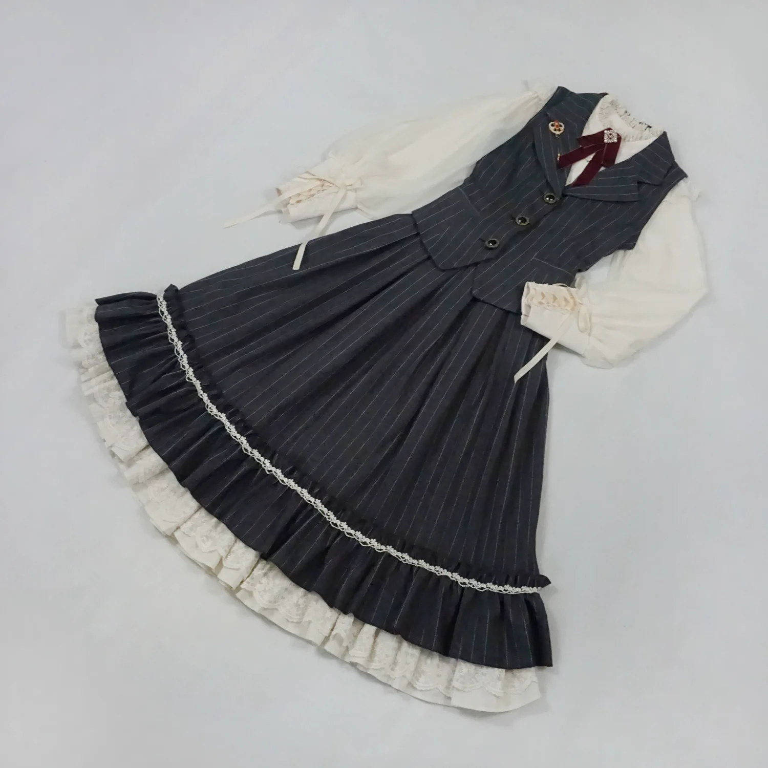 Rose Doll - Elegant Lolita Striped Fishbone Skirt - Image 84