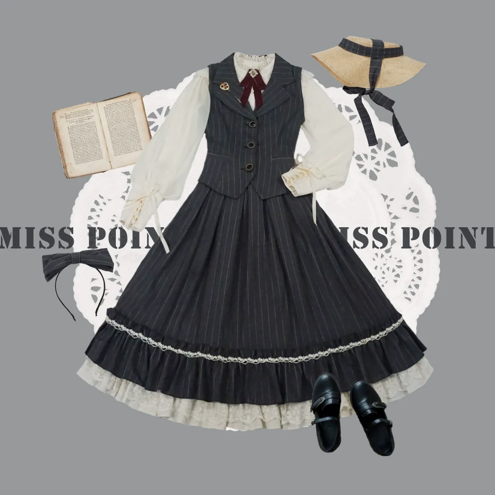 Rose Doll - Elegant Lolita Striped Fishbone Skirt - Image 85