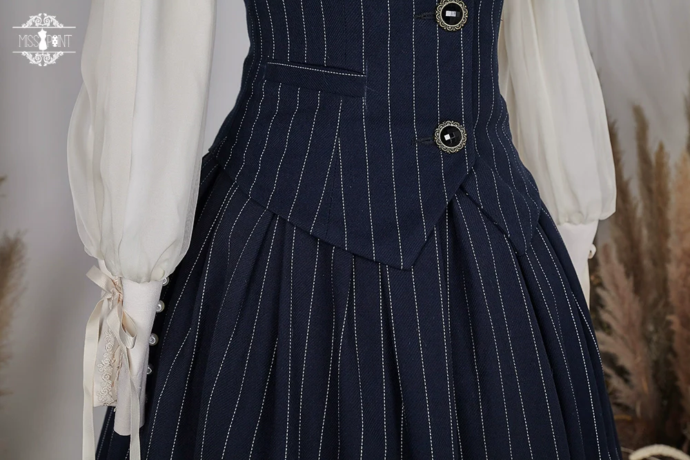 Rose Doll - Elegant Lolita Striped Fishbone Skirt - Image 88