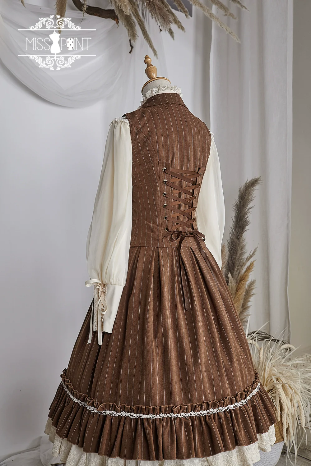 Rose Doll - Elegant Lolita Striped Fishbone Skirt - Image 93