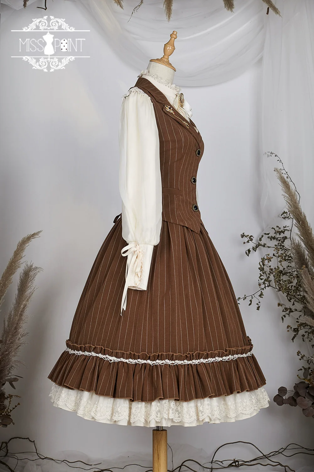 Rose Doll - Elegant Lolita Striped Fishbone Skirt - Image 94