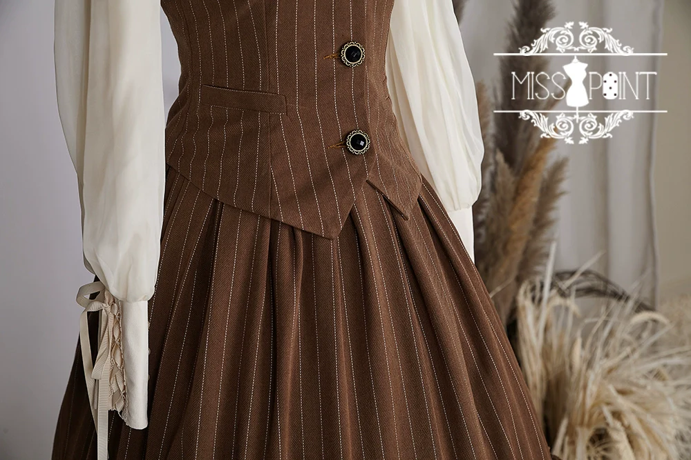 Rose Doll - Elegant Lolita Striped Fishbone Skirt - Image 96