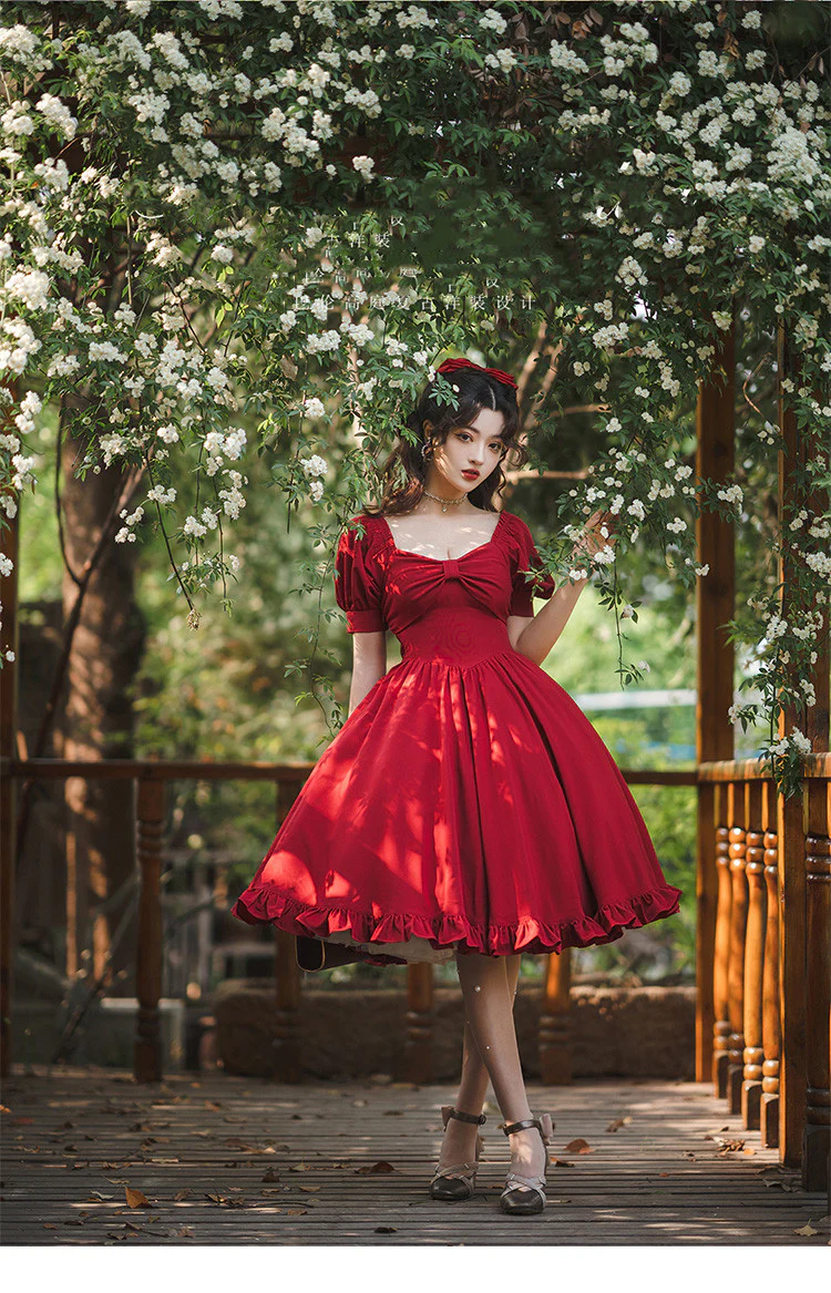 Miss Rebecca - Pure Color Elegant Lolita OP Dress - Image 16