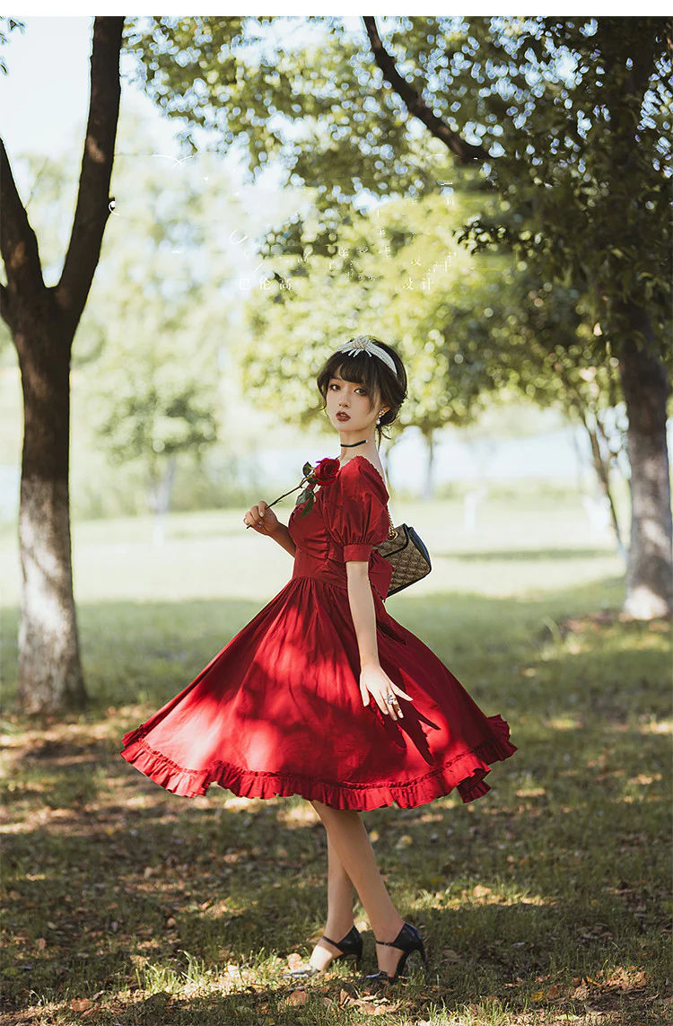 Miss Rebecca - Pure Color Elegant Lolita OP Dress - Image 32