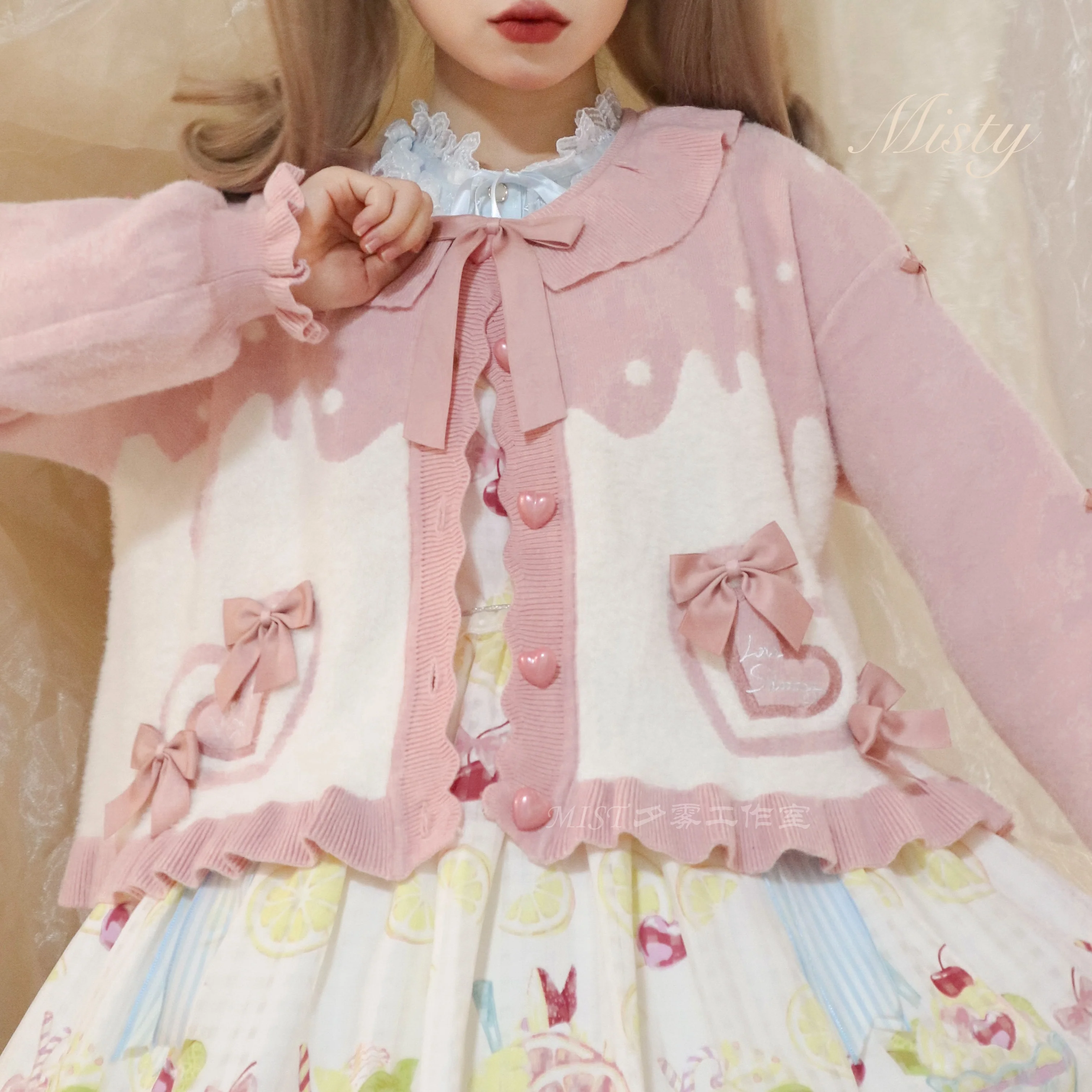 Beating Heart - Sweet Lolita Thick Sweater Coat Puff Sleeve - Image 20
