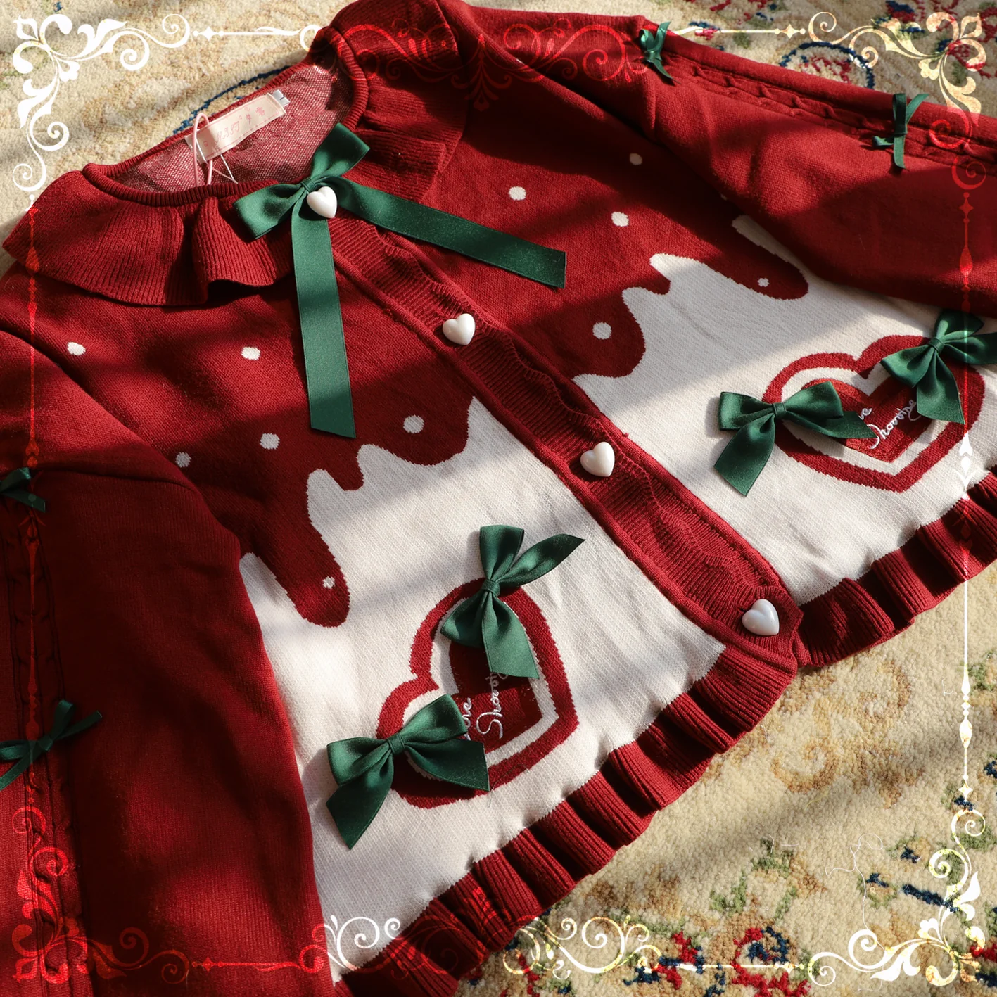Beating Heart - Sweet Lolita Thick Sweater Coat Puff Sleeve - Image 63