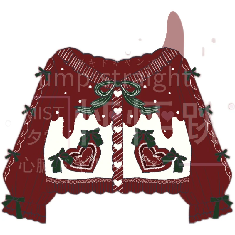 Beating Heart - Sweet Lolita Thick Sweater Coat Puff Sleeve - Image 89