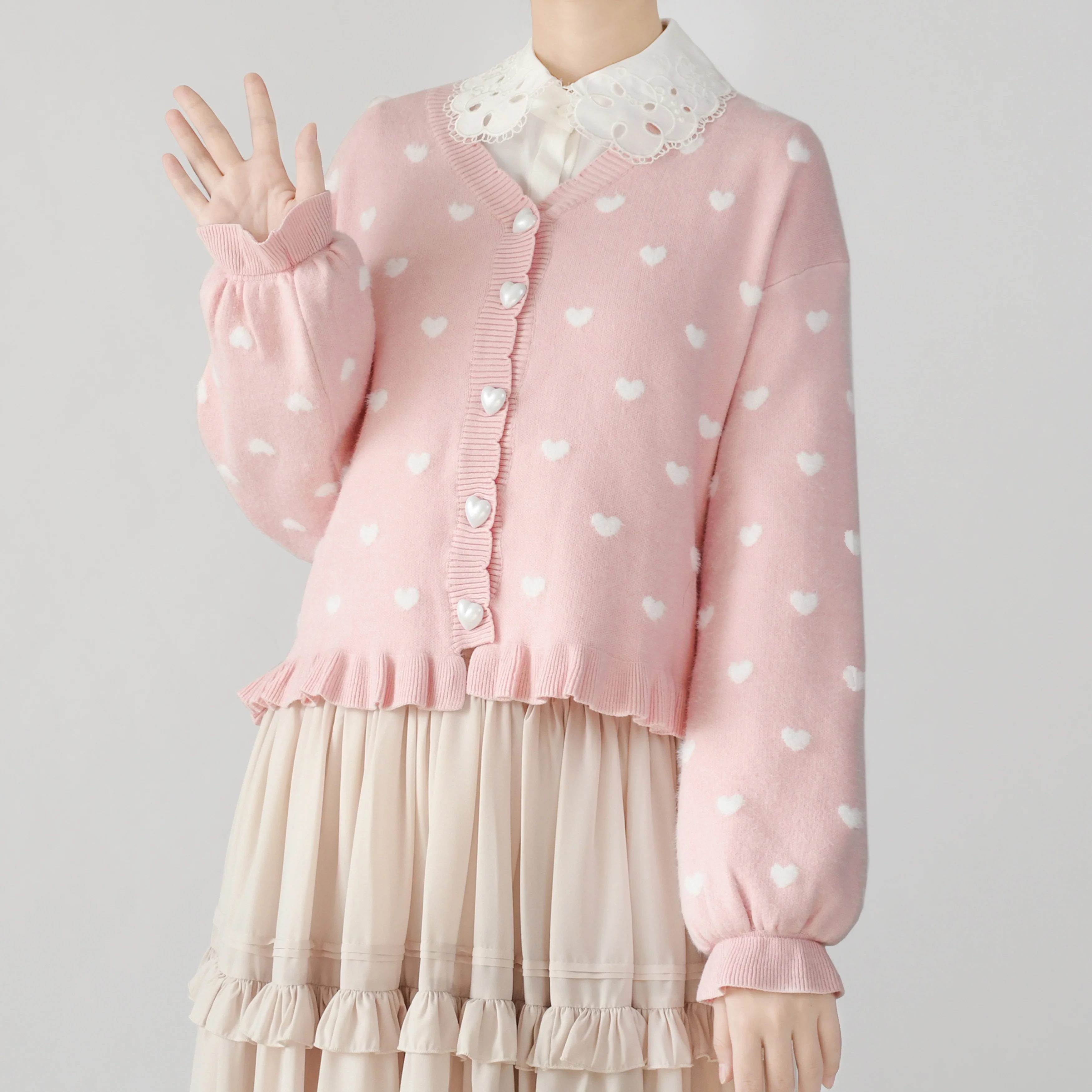 Little Heart - Sweet Lolita Thick Cardigan, Sweater Coat - Image 5