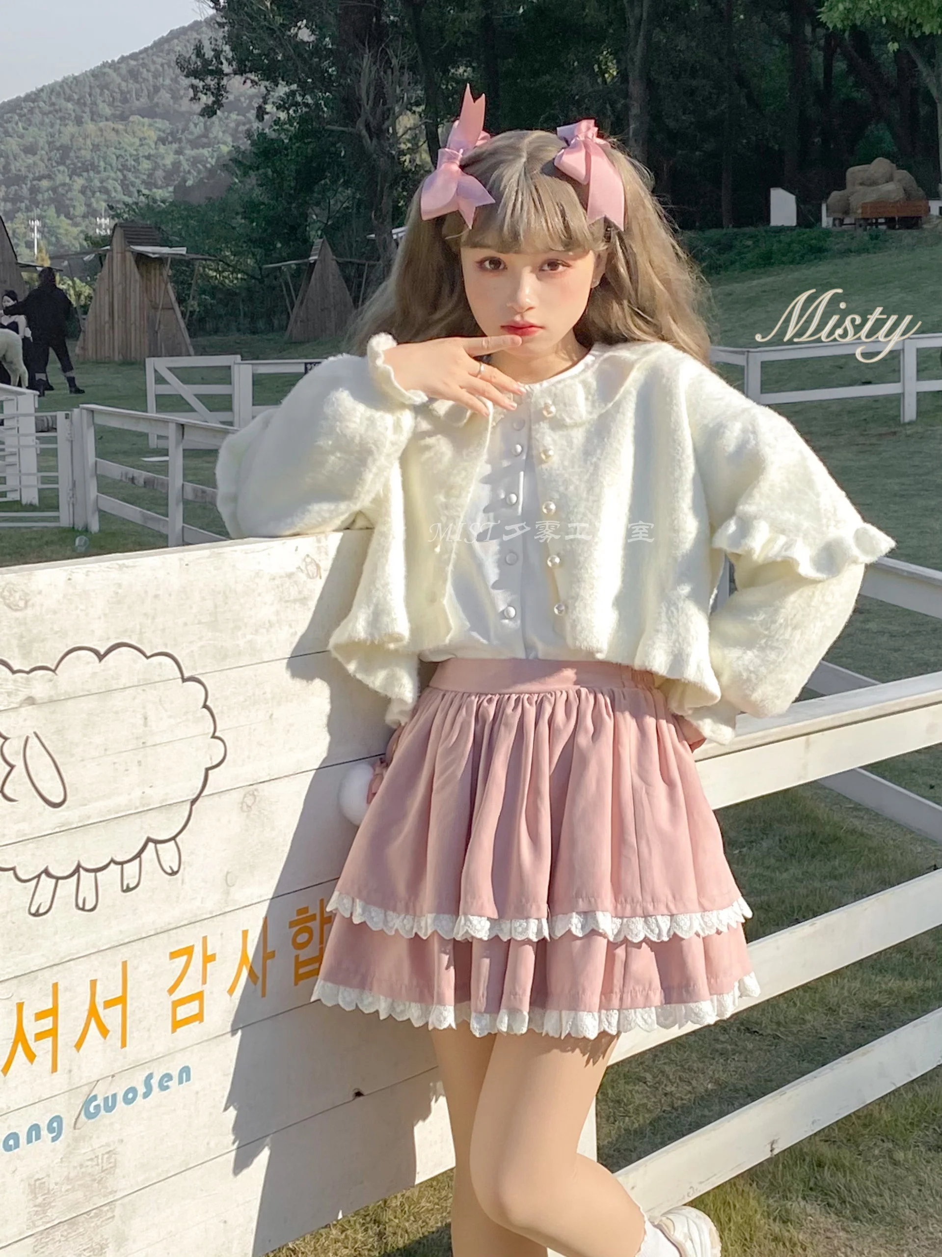 Small Ointment - Sweet Lolita Thick Sweater Coat Puff Sleeve - Image 6