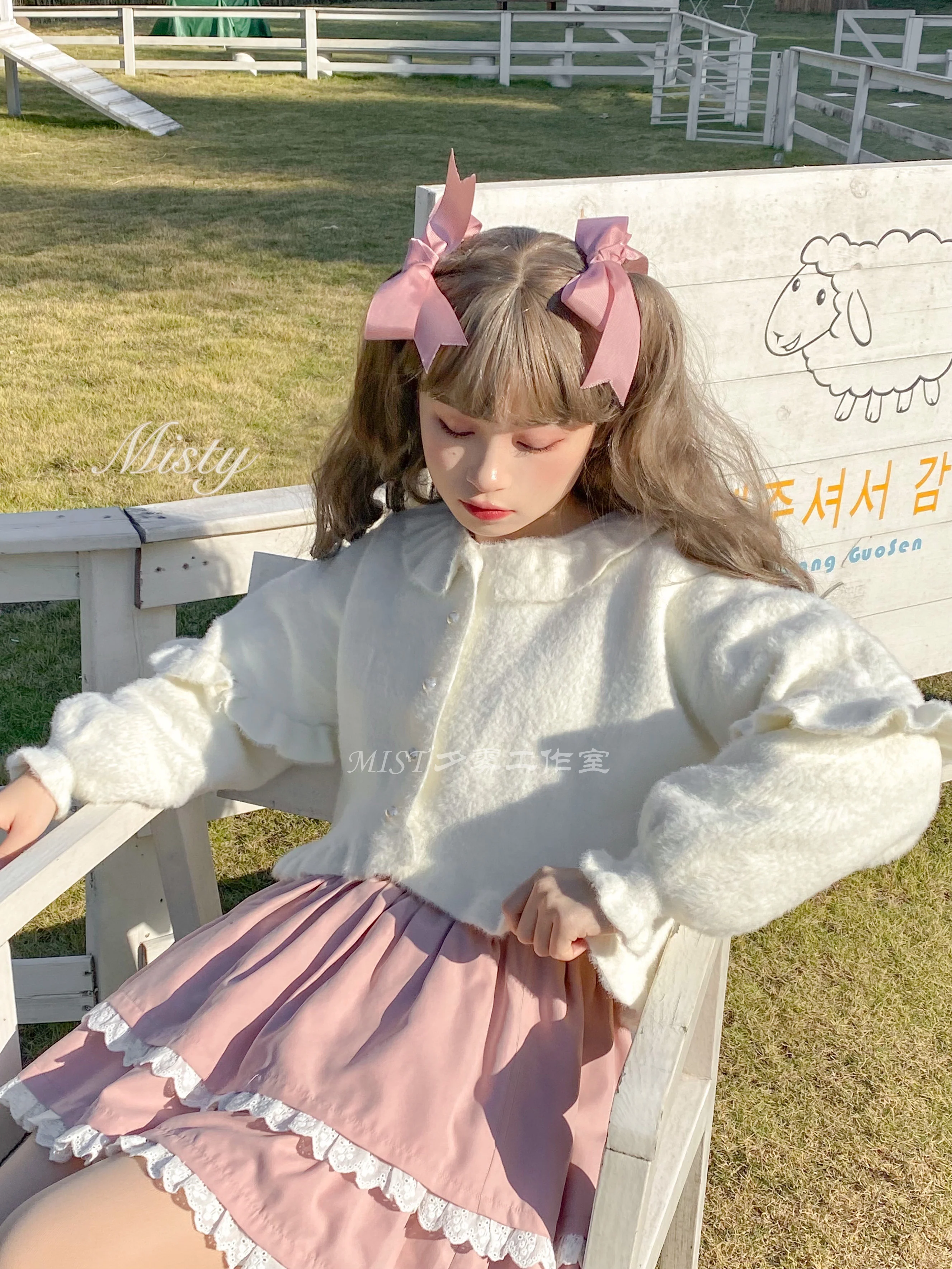 Small Ointment - Sweet Lolita Thick Sweater Coat Puff Sleeve - Image 8