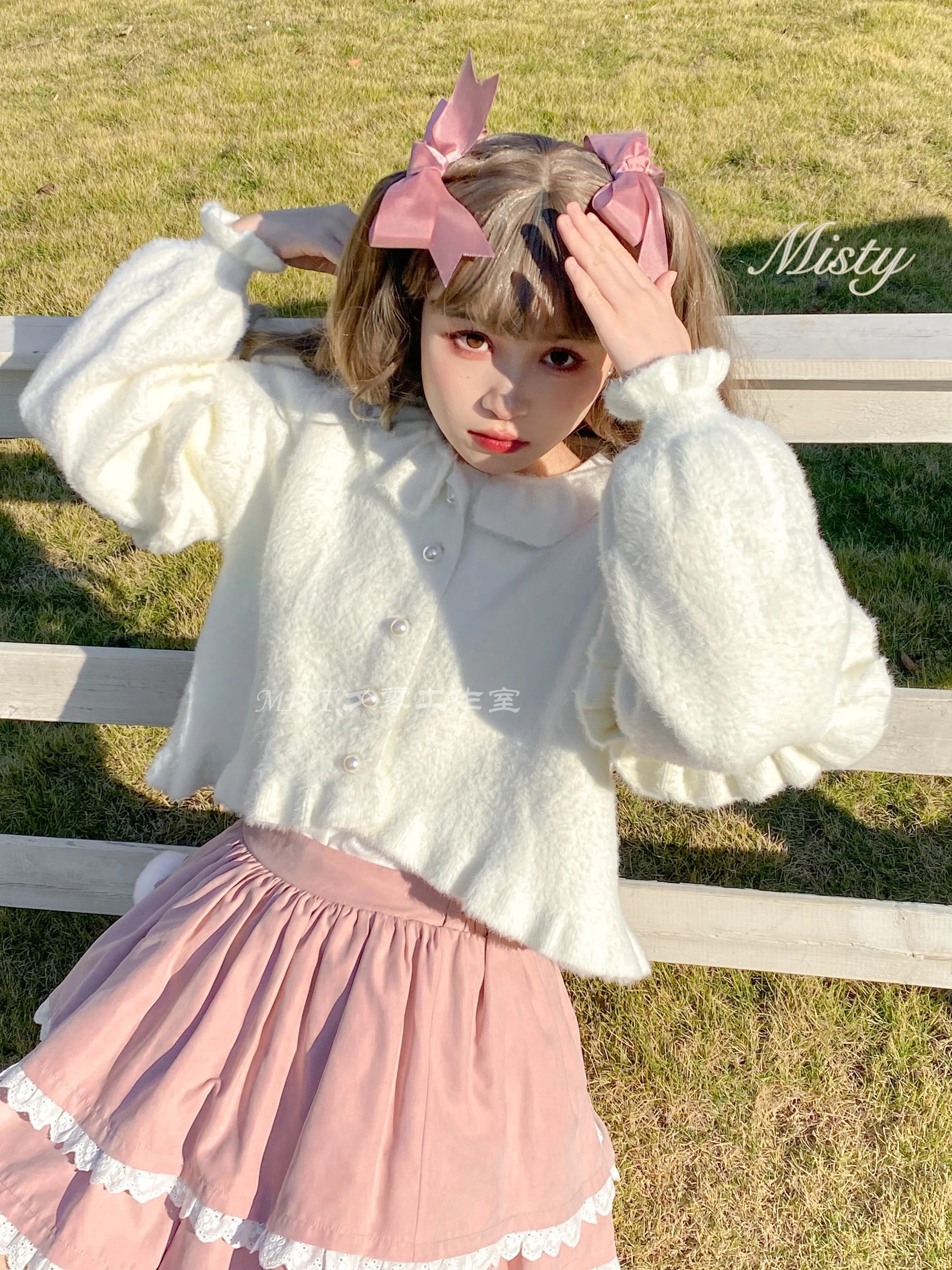 Small Ointment - Sweet Lolita Thick Sweater Coat Puff Sleeve - Image 9
