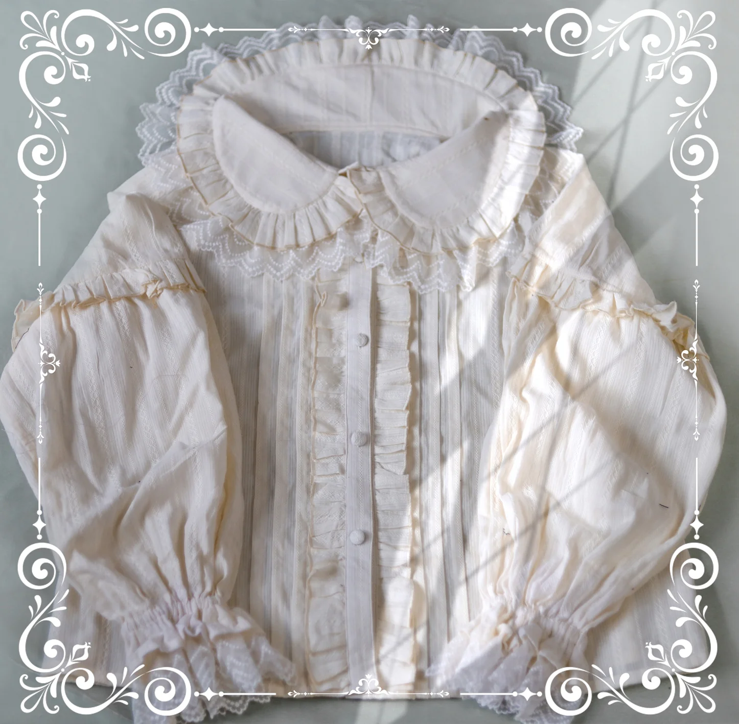 Cream Sweetheart - Kawaii Lolita Long-sleeve Blouse Multicolors - Image 11