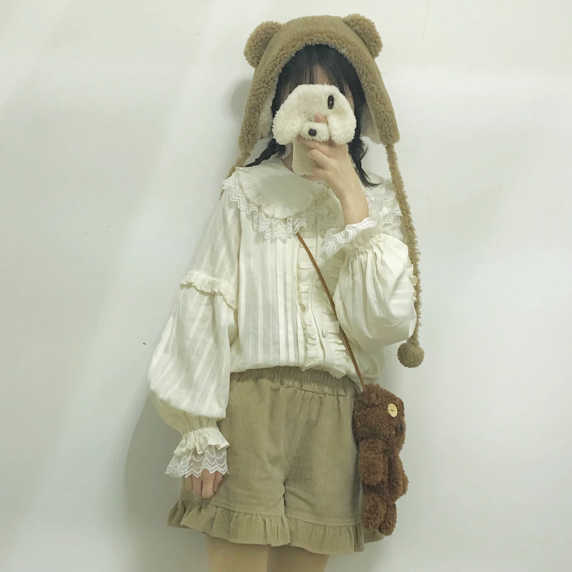 Cream Sweetheart - Kawaii Lolita Long-sleeve Blouse Multicolors - Image 16