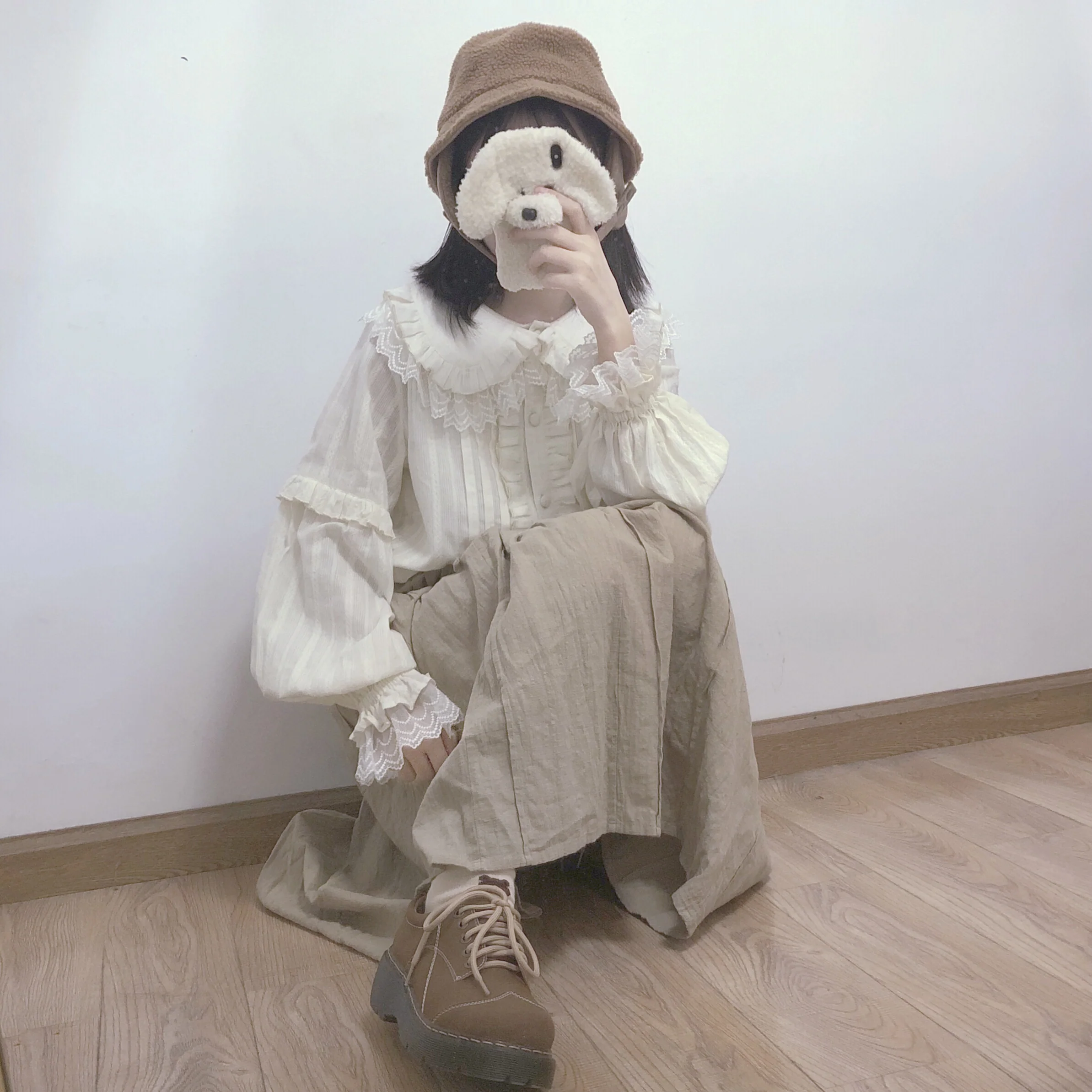 Cream Sweetheart - Kawaii Lolita Long-sleeve Blouse Multicolors - Image 17