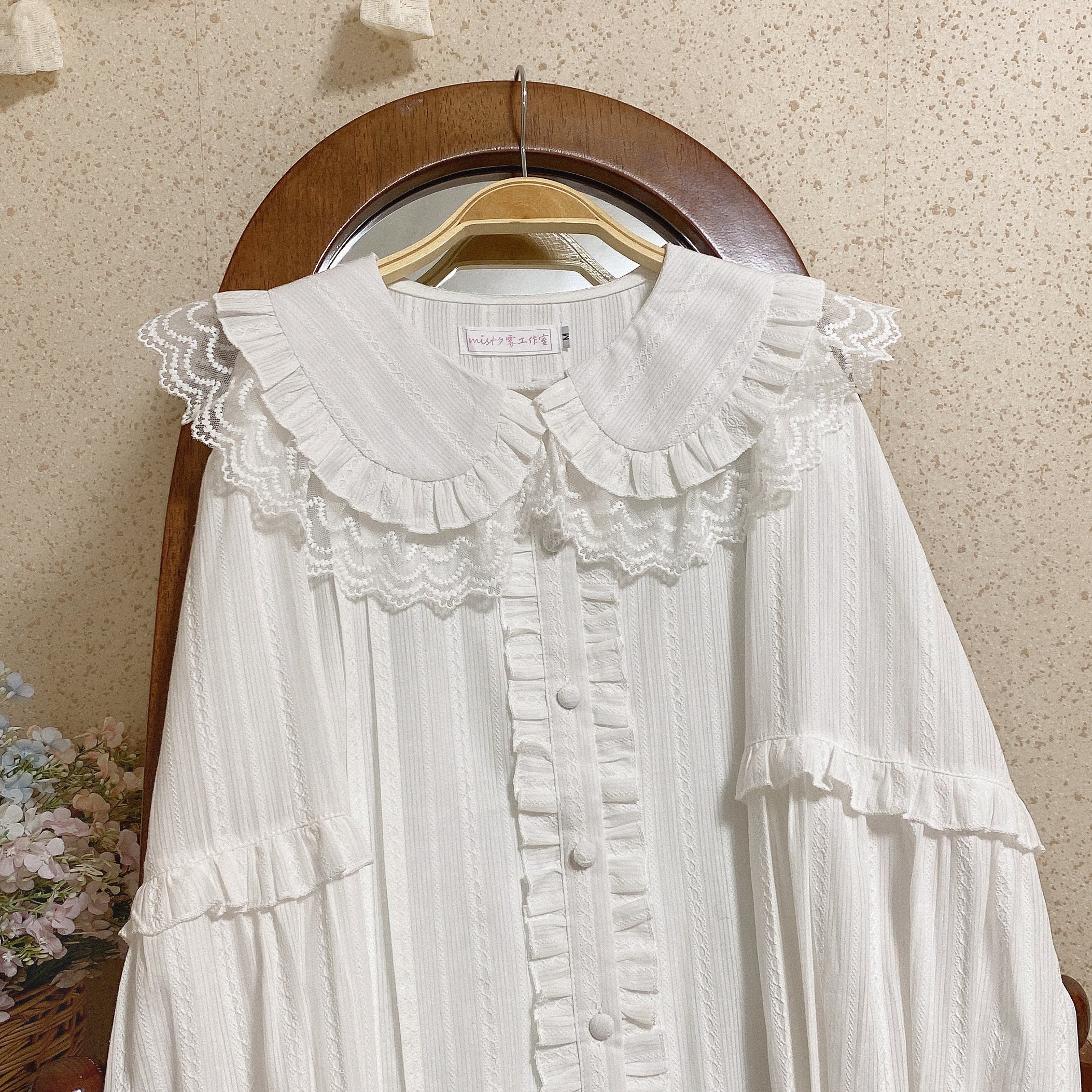 Cream Sweetheart - Kawaii Lolita Long-sleeve Blouse Multicolors - Image 21