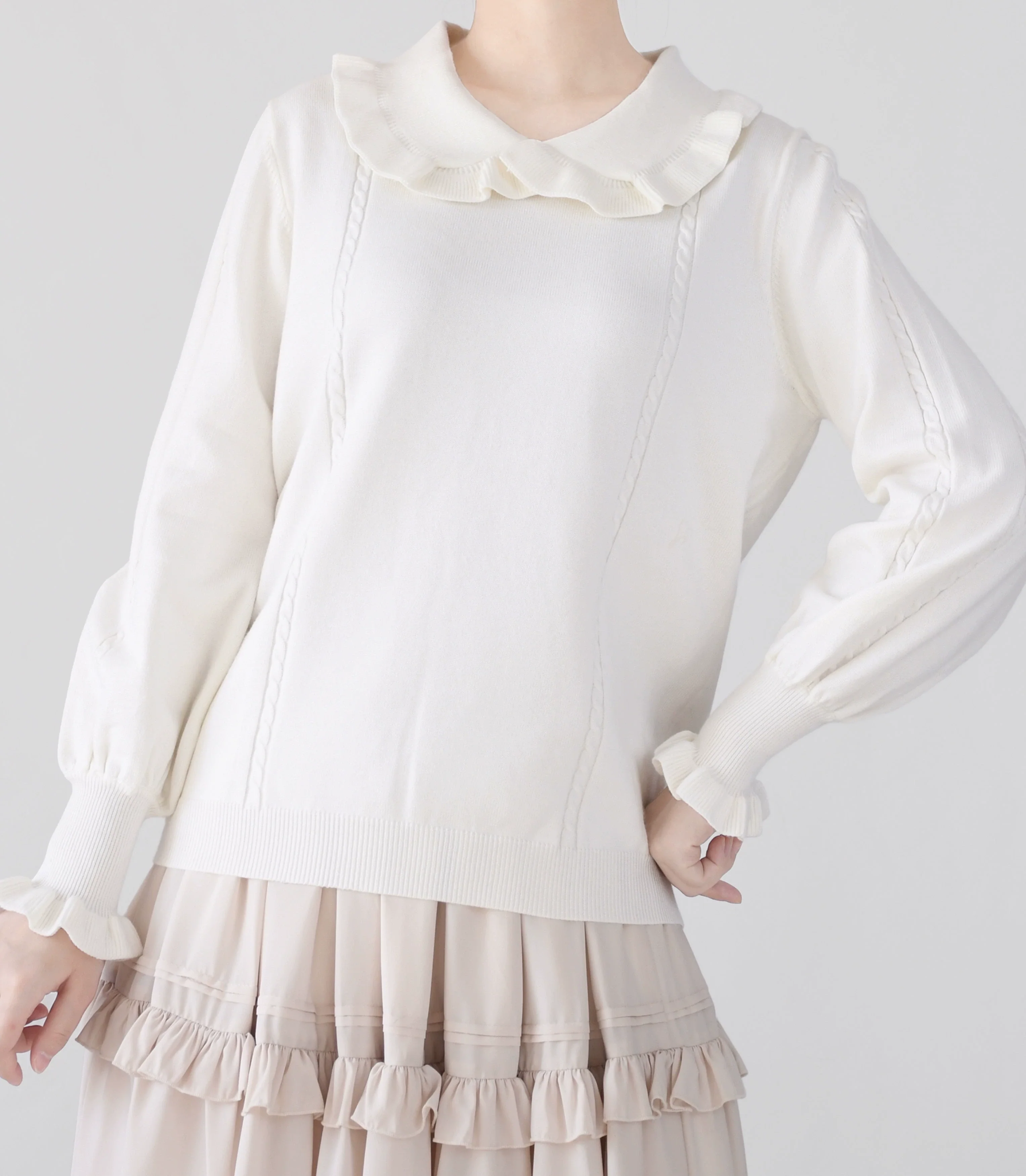 Japanese Style Lolita Sweater Puff Sleeves Knit Undershirt - Image 29
