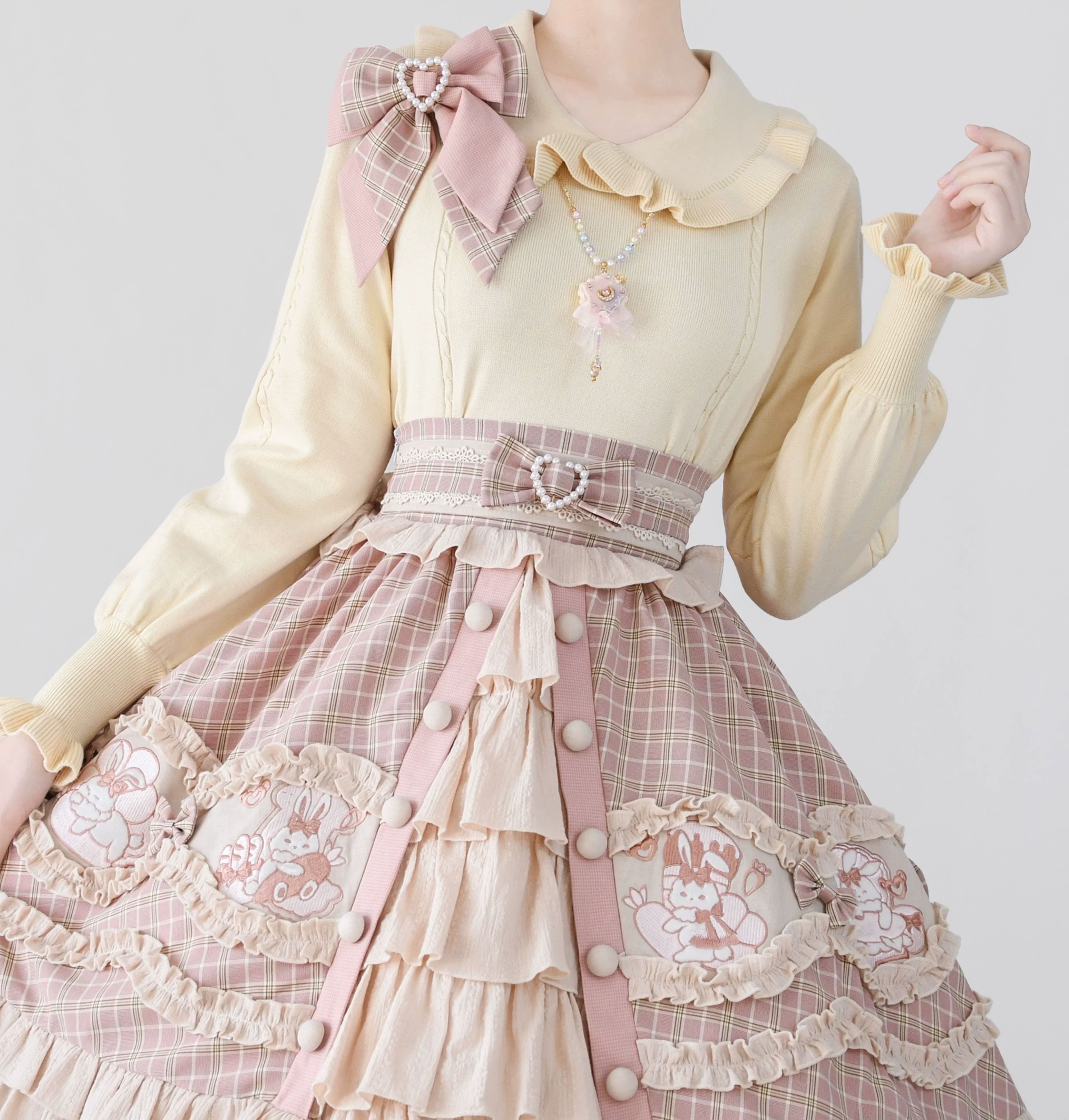 Japanese Style Lolita Sweater Puff Sleeves Knit Undershirt - Image 3