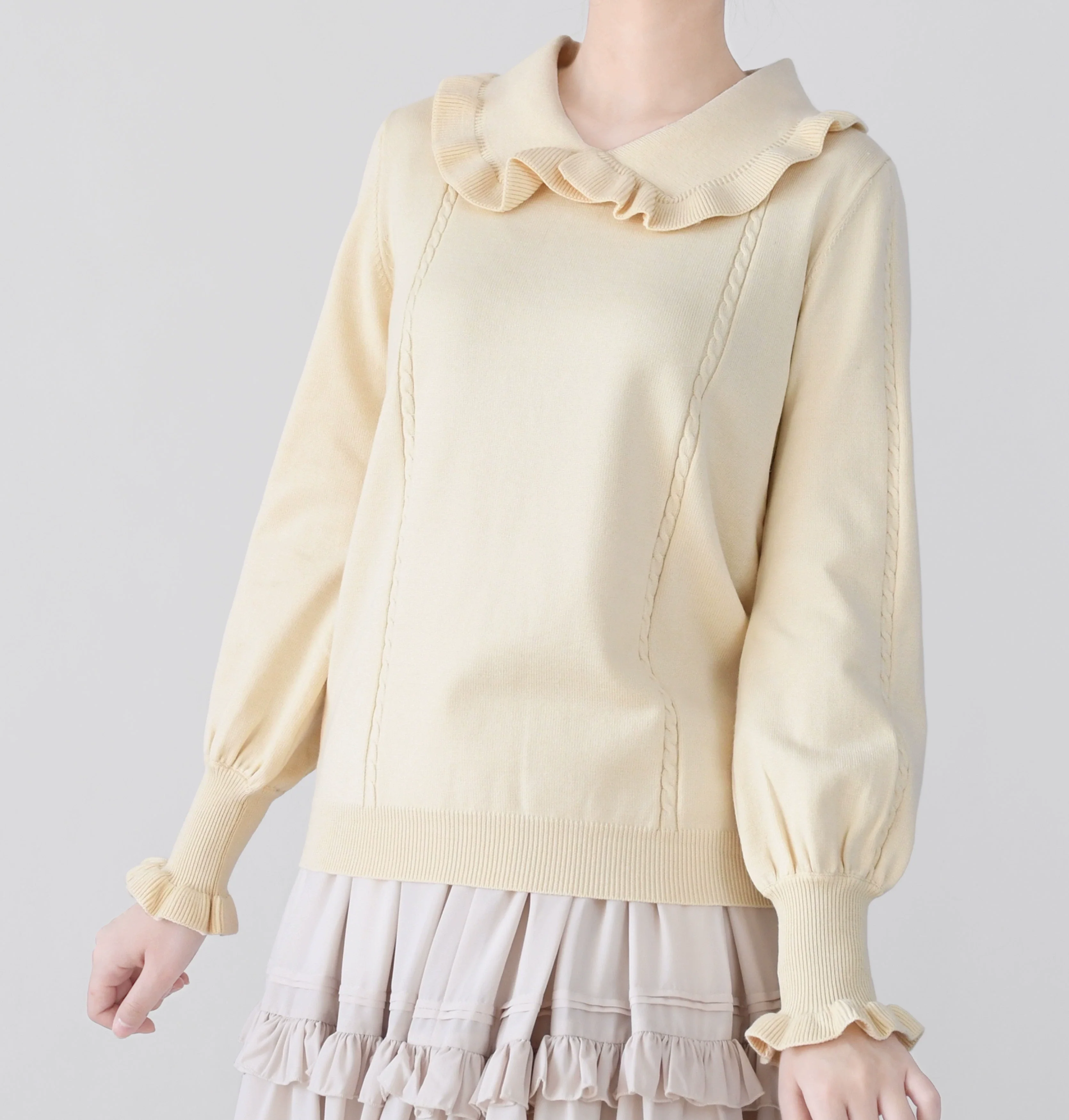 Japanese Style Lolita Sweater Puff Sleeves Knit Undershirt - Image 31