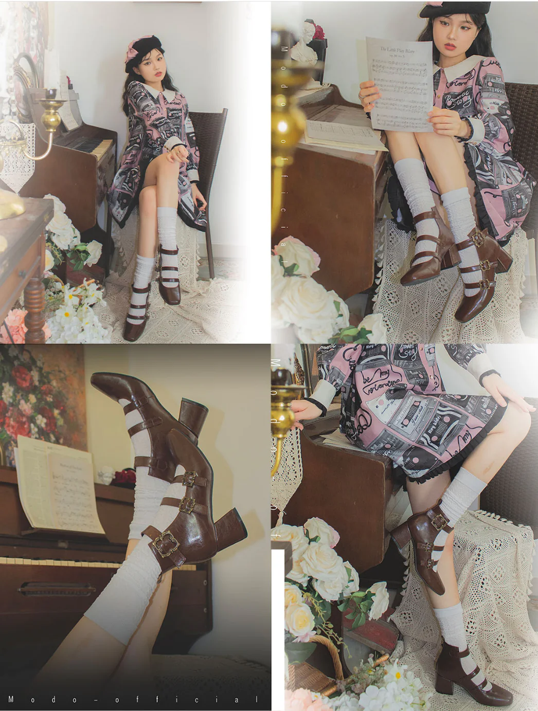 MODO - Vintage Elegant Lolita Three-buckle Mary Janes Shining Shoes - Image 15