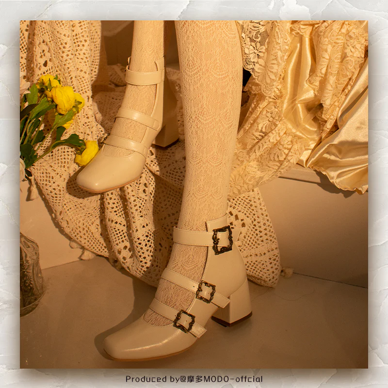MODO - Vintage Elegant Lolita Three-buckle Mary Janes Shining Shoes - Image 3