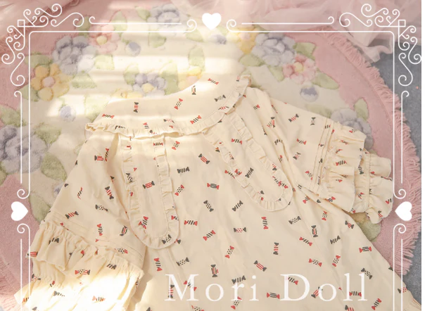 Mori Doll - Kawaii Lolita Rabbit Ears Short Sleeve Shirt Multicolors - Image 11