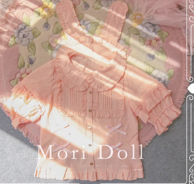 Mori Doll - Kawaii Lolita Rabbit Ears Short Sleeve Shirt Multicolors - Image 3