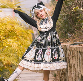 Easter - Plus Size Lolita Dress Black Long Sleeve Vintage OP - Image 11
