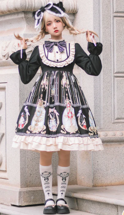 Easter - Plus Size Lolita Dress Black Long Sleeve Vintage OP - Image 12
