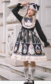 Easter - Plus Size Lolita Dress Black Long Sleeve Vintage OP - Image 8